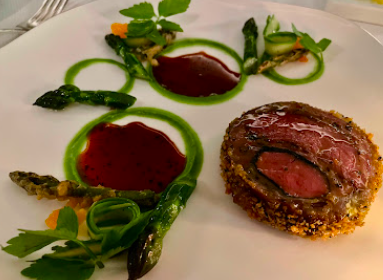 Daniel signature dishes Manchester Quail-Foie Gras “Galantine”
Golden Imperial Ossetra
Scharbauer Ranch Wagyu Beef Striploin